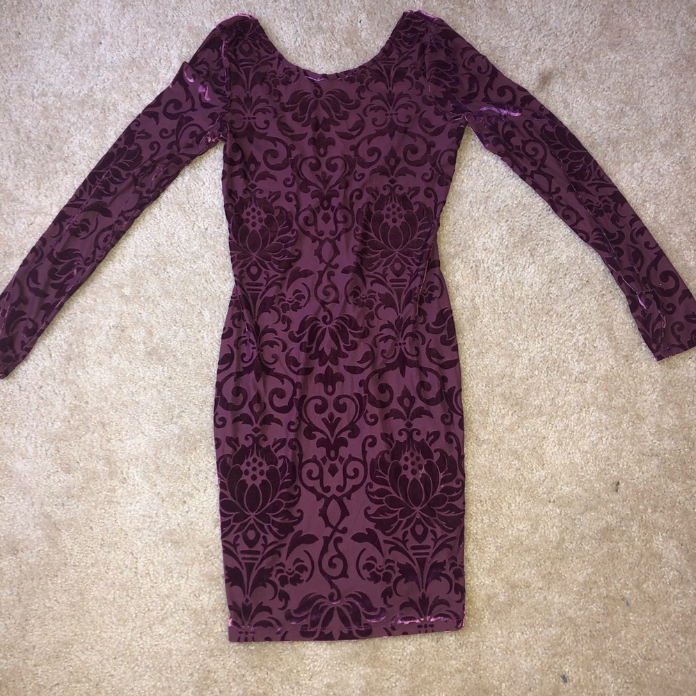 Purple Sheer & Mesh Mini Dress